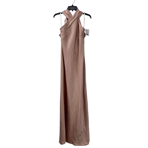 NWTD LOVELY Size S Imogen Twist Halter Charmeuse Trumpet Gown MSRP $231 - Picture 2 of 13